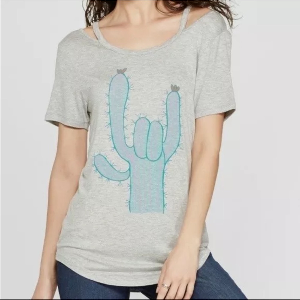 NEW‎ Zoe + Liv Gray Cactus Rock & Roll T Shirt